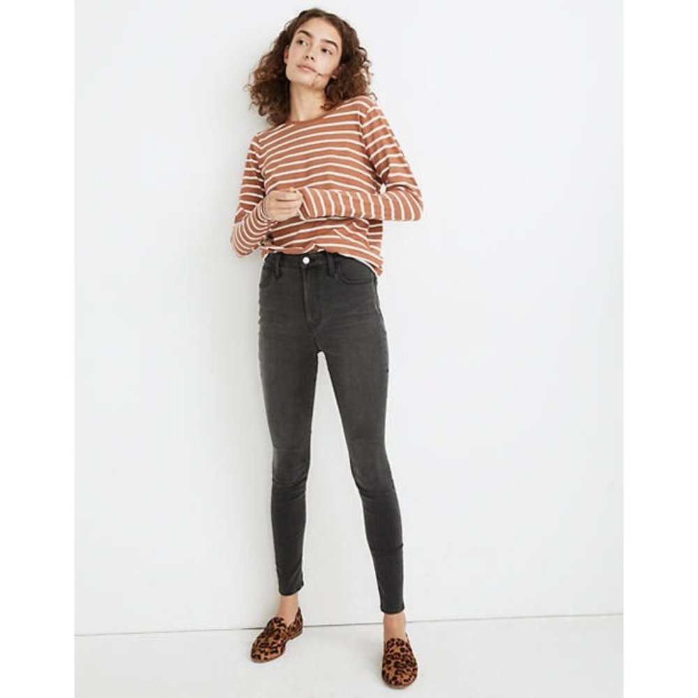Madewell Roadtripper Skinny Jeans Womens 23 Black Distressed Fringe Raw Hem Pant